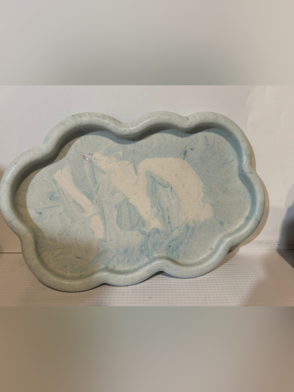 Handmade Blue and Cream Swirl Ceramic Tray